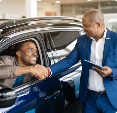 Buying a new vehicle handshake