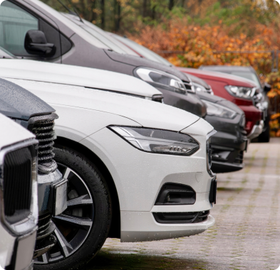 Cars parked in a row