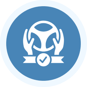 Hands holding steering wheel icon